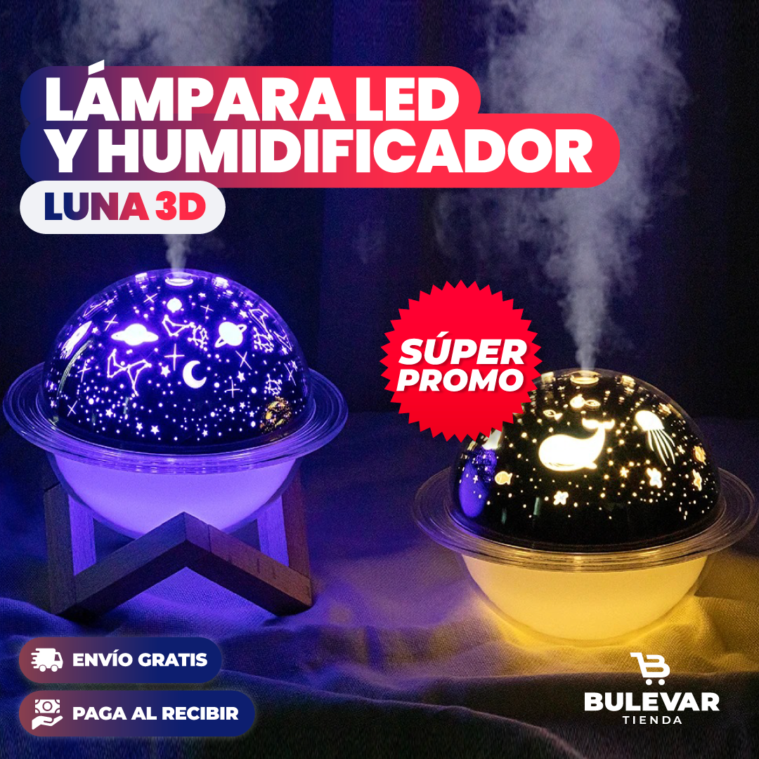 LÁMPARA LUNA 3D CON HUMIDIFICADOR