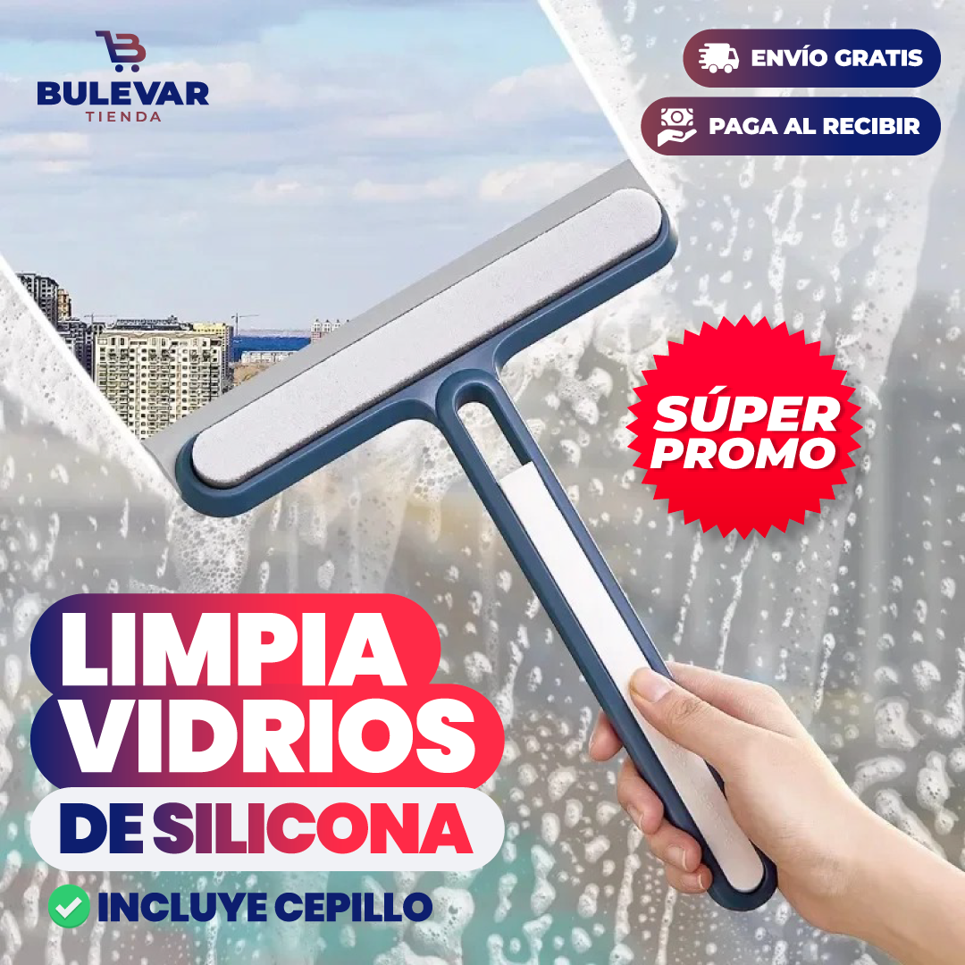 LIMPIA VIDRIOS DE SILICONA CON CEPILLO