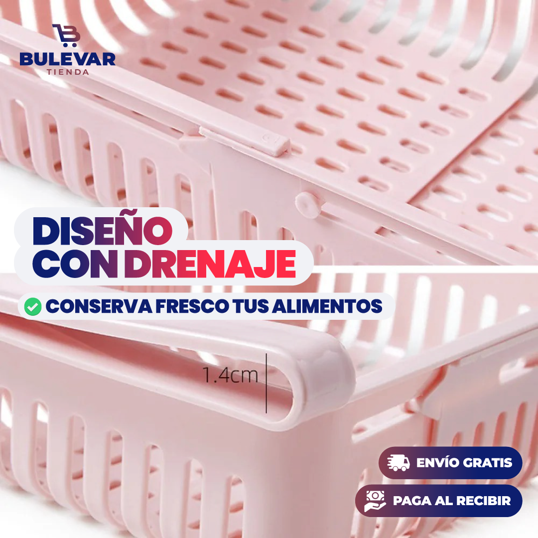 PROMO X3 CAJA ORGANIZADORA RETRÁCTIL PARA NEVERA